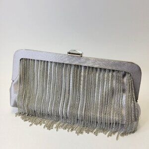 Silver Ruched Clutch Wedding Purse Silvery Evening Purse